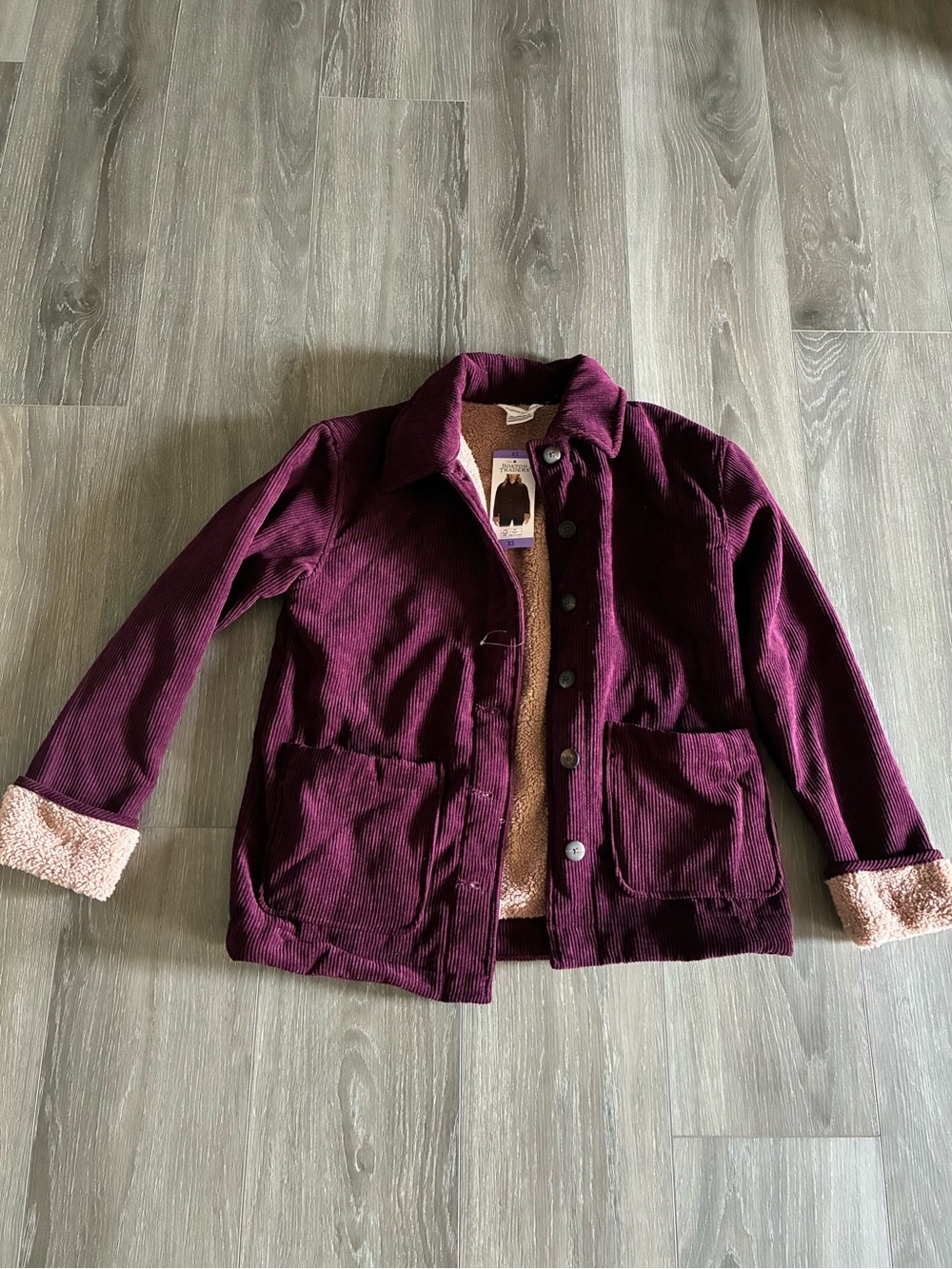 Boston Traders Corduroy Teddy-Lined Jacket in Burgundy size XS